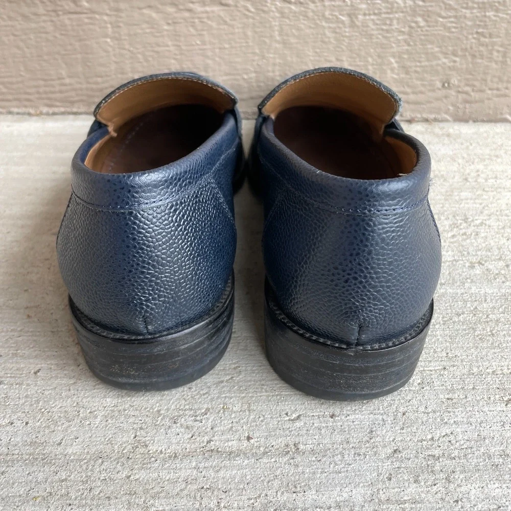 Boggi Milano Men's Size 8.5 Loafers Derby Navy Blue Pebbled Leather Shoes Italy